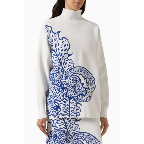 Ferragamo - Leaf Print Sweater in Jacquard
