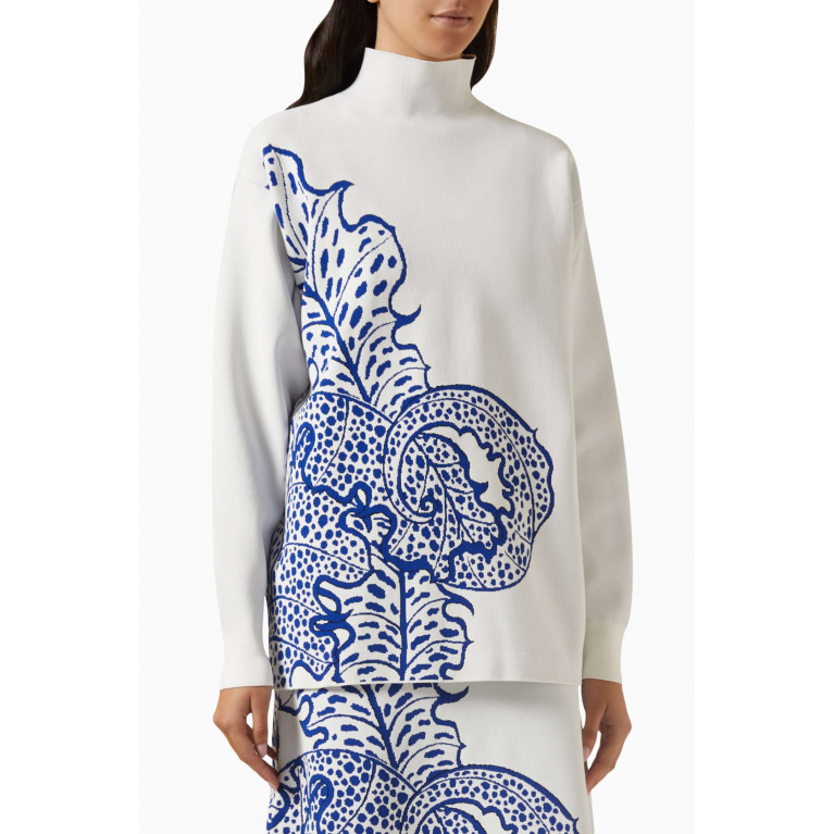 Ferragamo - Leaf Print Sweater in Jacquard