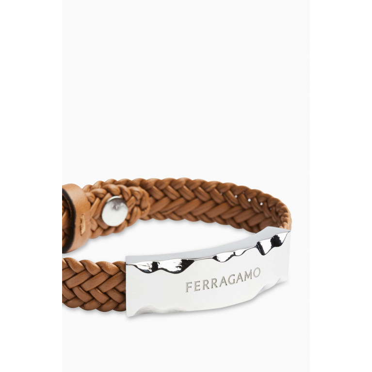 Ferragamo - Braided Bracelet in Leather & Brass