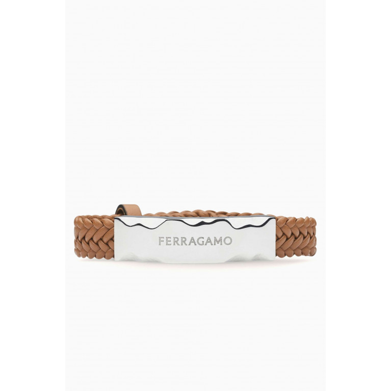 Ferragamo - Braided Bracelet in Leather & Brass