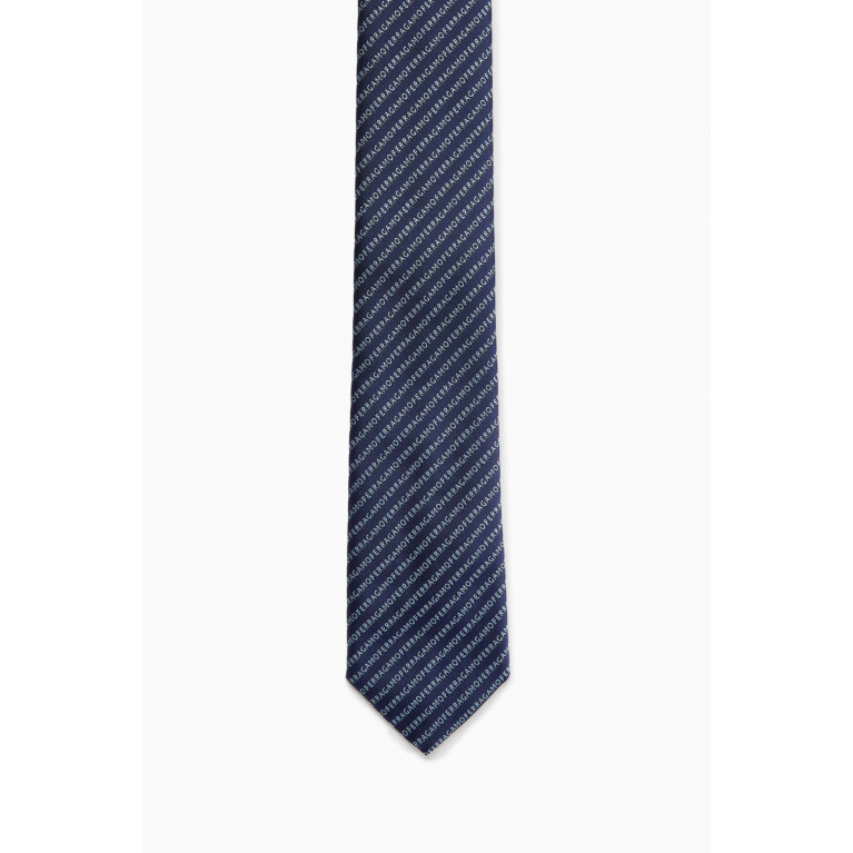 Ferragamo - All-over Logo Tie in Silk Jacquard