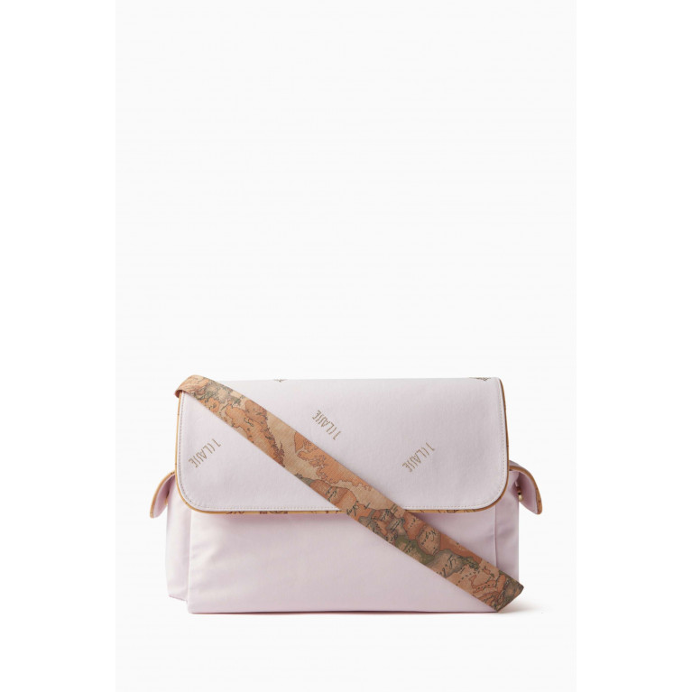 Alviero Martini - Contrast Print Changing Bag in Canvas Pink