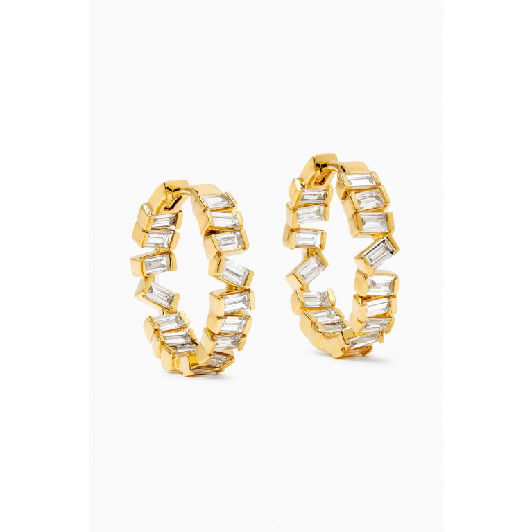 Fergus James - Stacked Baguette Diamond Hoop Earrings in 18kt Gold