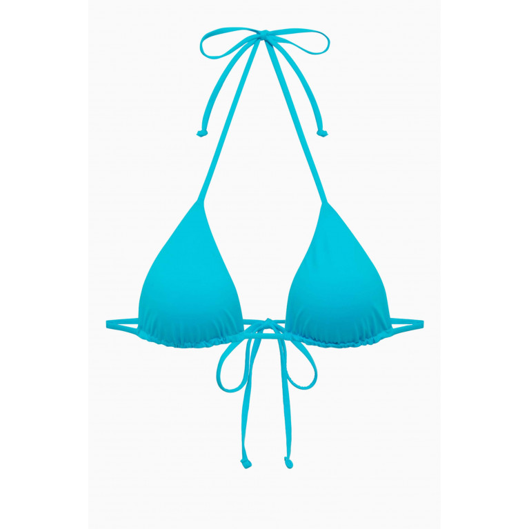 Frankies Bikinis - Nick String Triangle Bikini Top in Stretch Nylon Blue