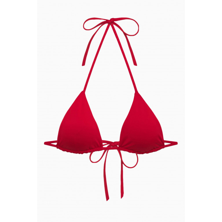 Frankies Bikinis - Nick String Triangle Bikini Top in Stretch Nylon Red