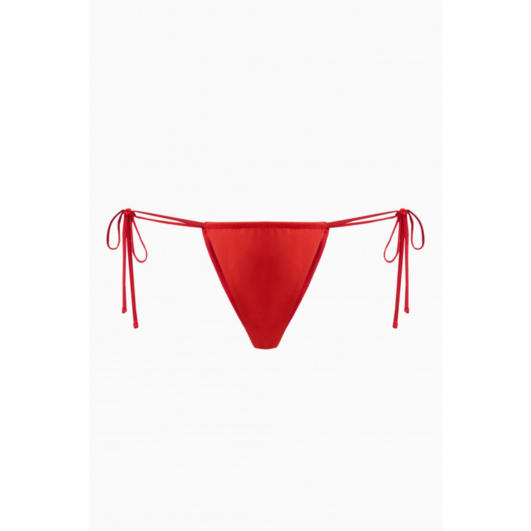 Frankies Bikinis - Tia String Bikini Briefs in Stretch Nylon Red
