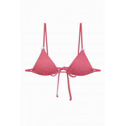 Frankies Bikinis - Lumia Triangle Bralette Bikini Top in Stretch Nylon Red