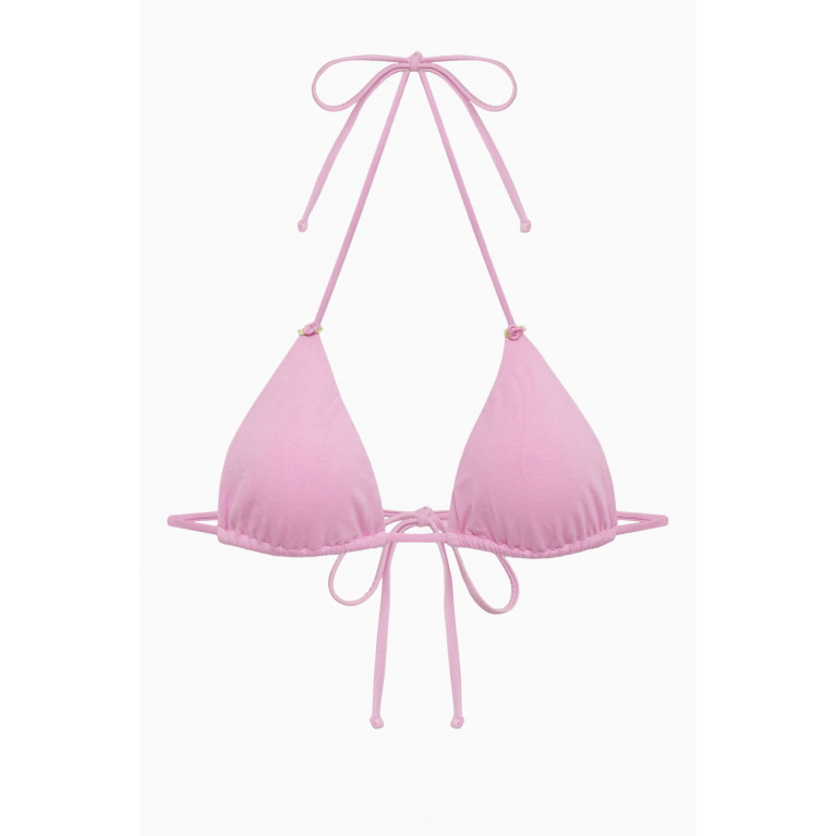 Frankies Bikinis - Nick String Triangle Bikini Top in Stretch Cotton