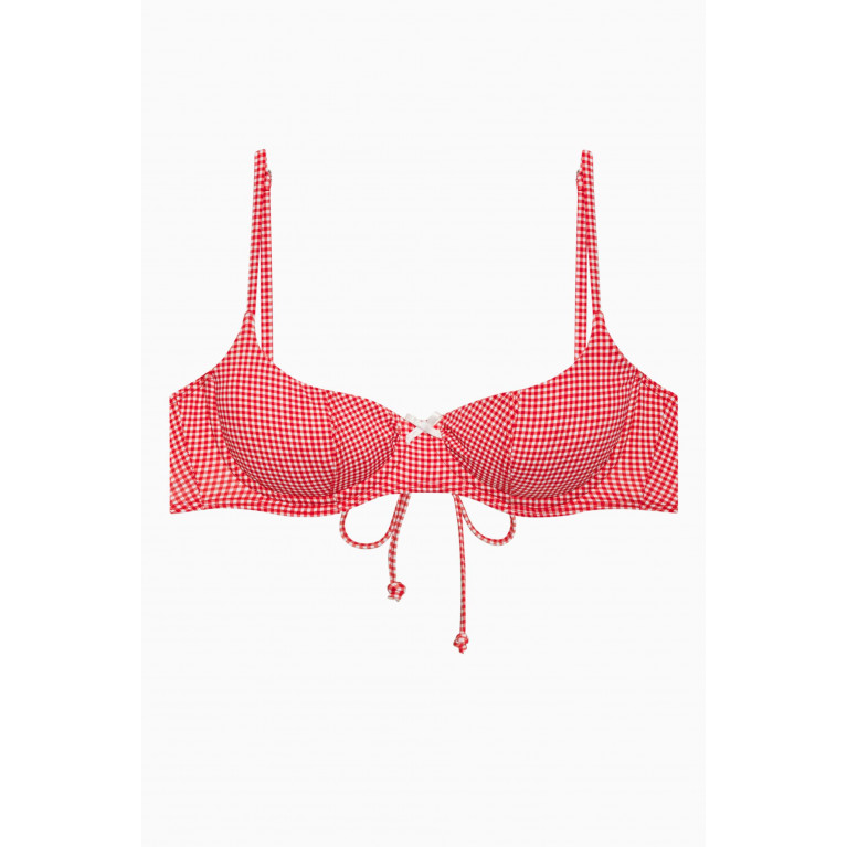 Frankies Bikinis - Cola Underwire Balconette Bikini Top in Stretch Nylon Red