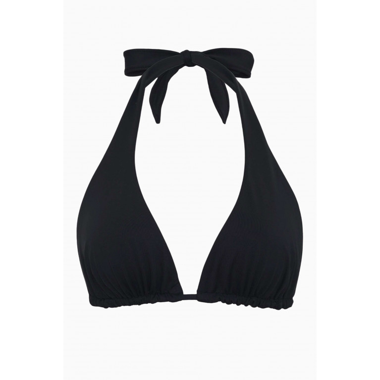 Frankies Bikinis - Diana Halter Bikini Top in Stretch Nylon Black