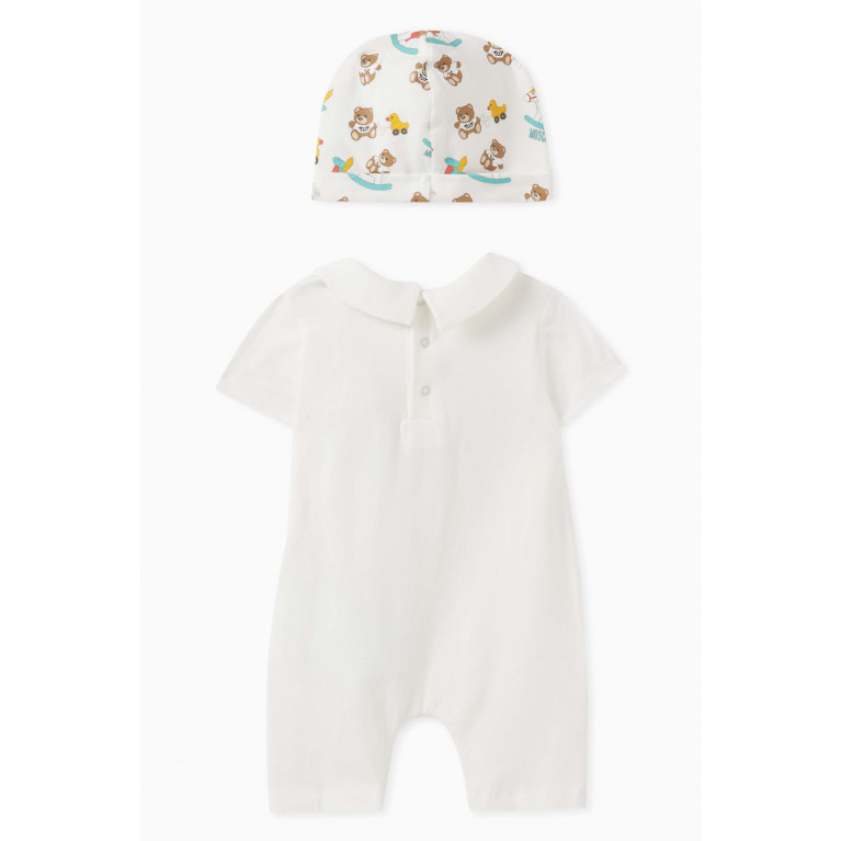 Moschino - Teddy Bear Romper and Hat Gift Set in Cotton