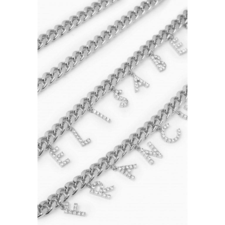 Elisabetta Franchi - Rhinestone Lettering Chain Belt in Metal Silver