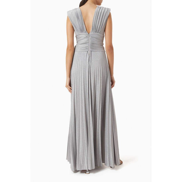 Elisabetta Franchi - Gathered Maxi Dress in Lurex-jersey Silver