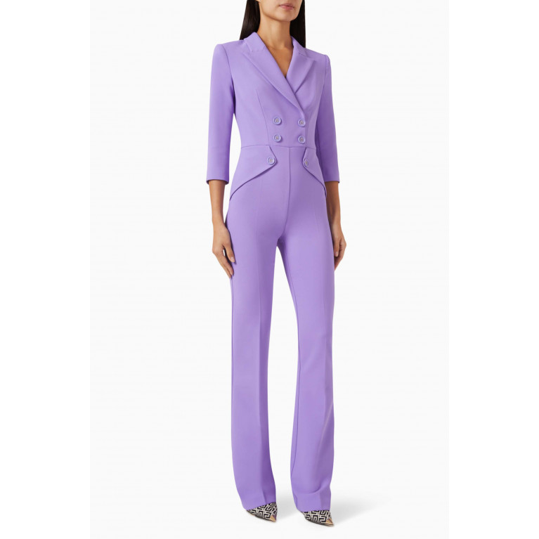 Elisabetta Franchi - Double Layer Double-breasted Jumpsuit in Crepe