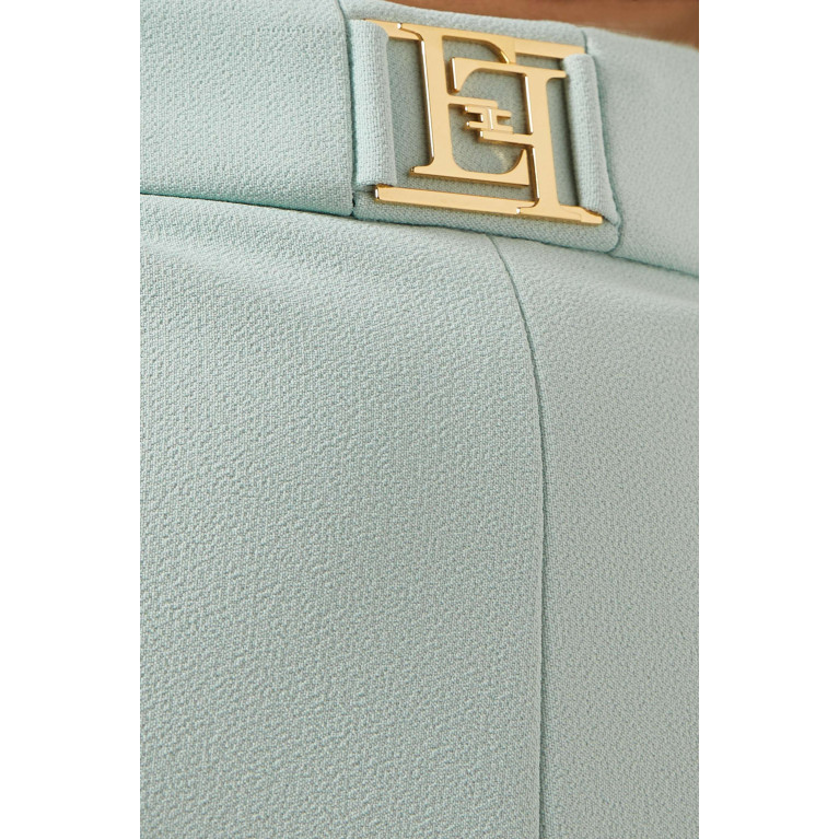 Elisabetta Franchi - Logo-plaque Shorts in Crepe Blue