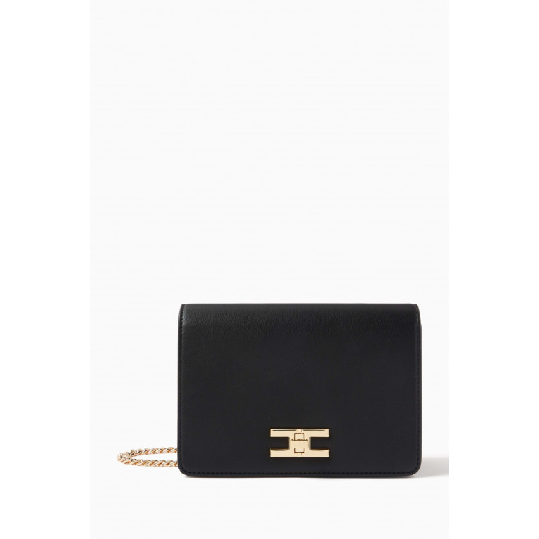 Elisabetta Franchi - Gold-tone Logo Plaque Shoulder Bag Black