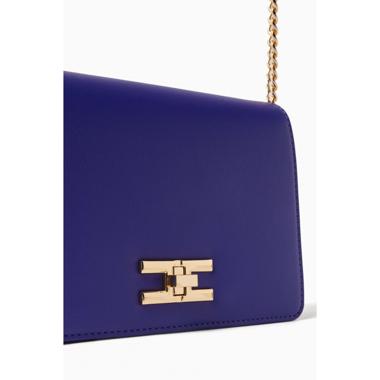 Elisabetta Franchi - Gold-tone Logo Plaque Shoulder Bag Blue