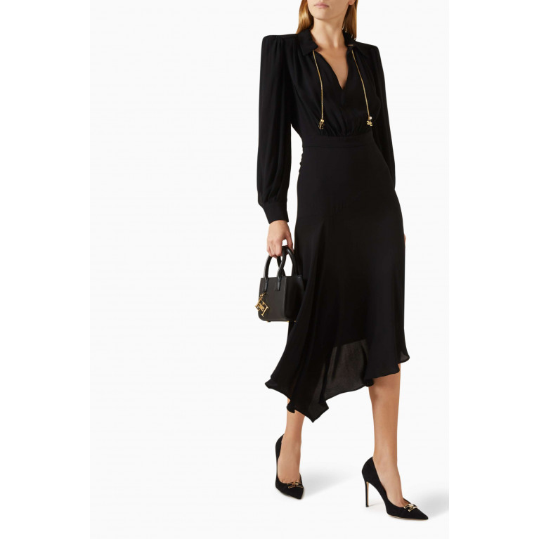 Elisabetta Franchi - Asymmetric Shirt Dress in Georgette Black