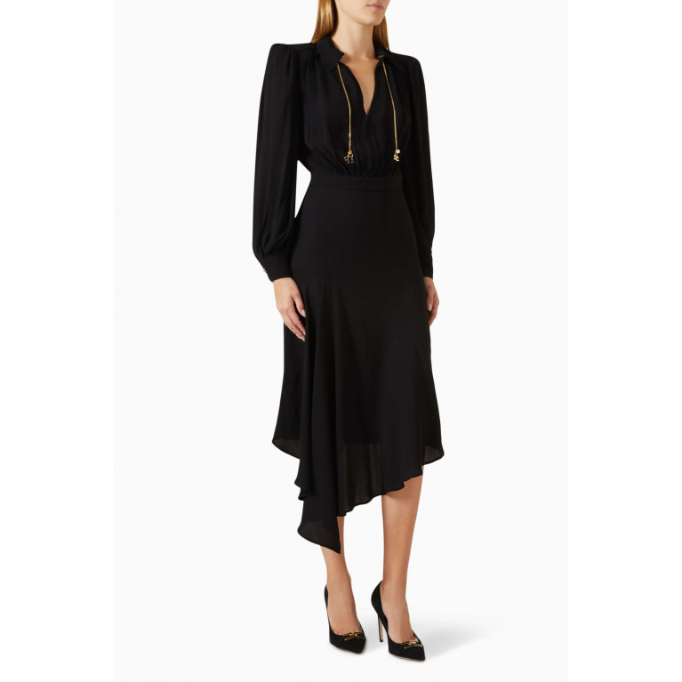 Elisabetta Franchi - Asymmetric Shirt Dress in Georgette Black
