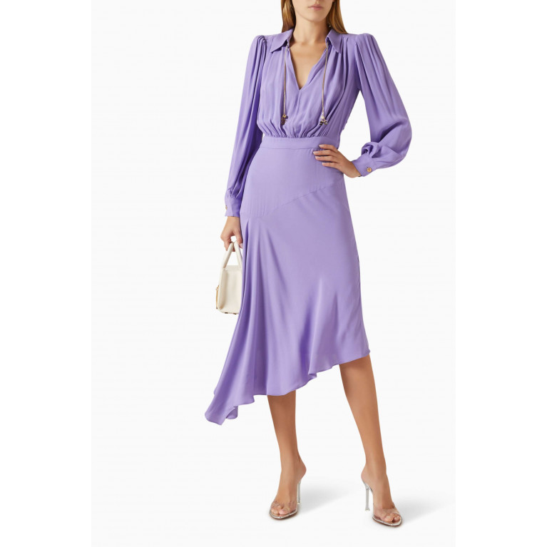 Elisabetta Franchi - Asymmetric Shirt Dress in Georgette Purple