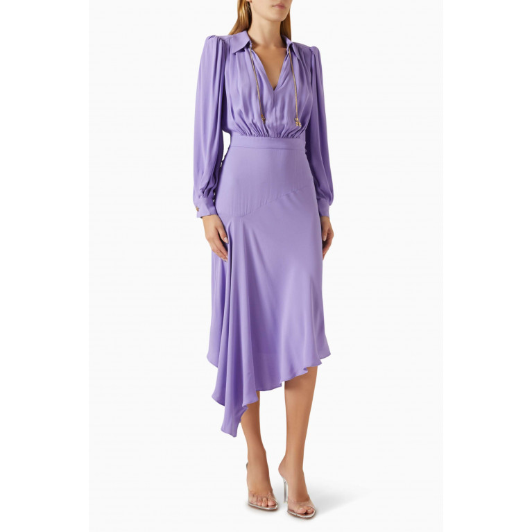 Elisabetta Franchi - Asymmetric Shirt Dress in Georgette Purple