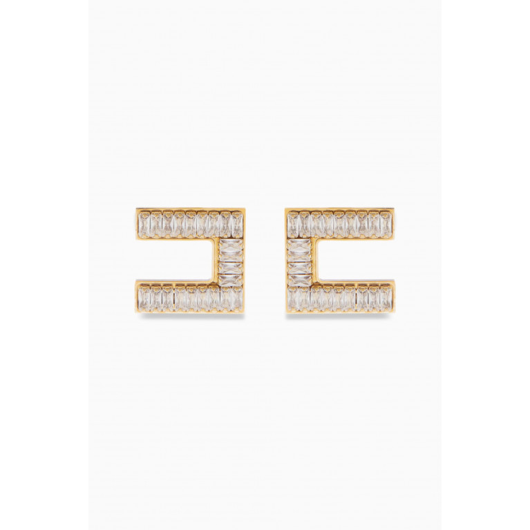 Elisabetta Franchi - Baguette Rhinestone Stud Earrings in Metal