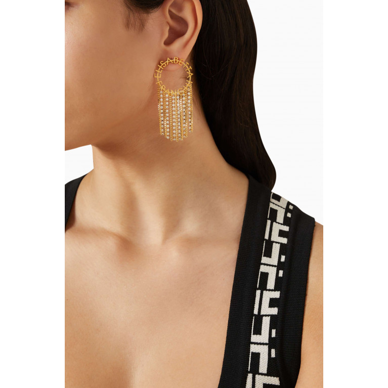 Elisabetta Franchi - Logo Rhinestone Earrings in Metal