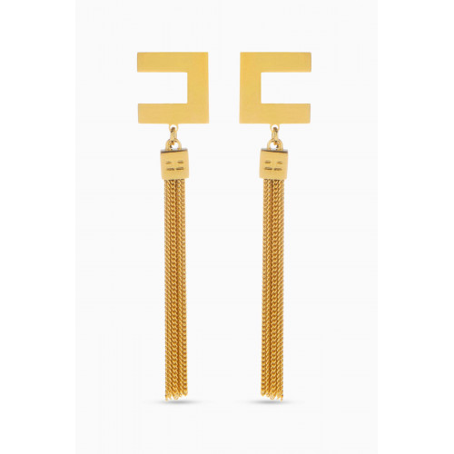 Elisabetta Franchi - Tassel Logo Clip Earrings in Metal