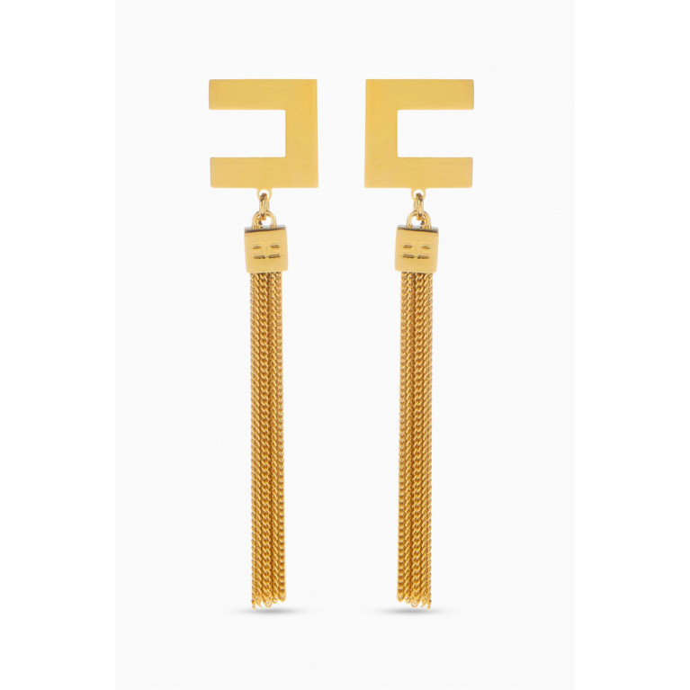 Elisabetta Franchi - Tassel Logo Clip Earrings in Metal