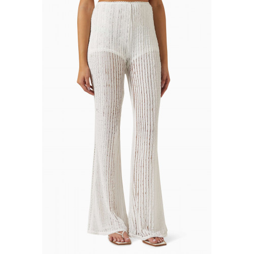 Charo Ruiz - Youssy Flared Pants in Lace White