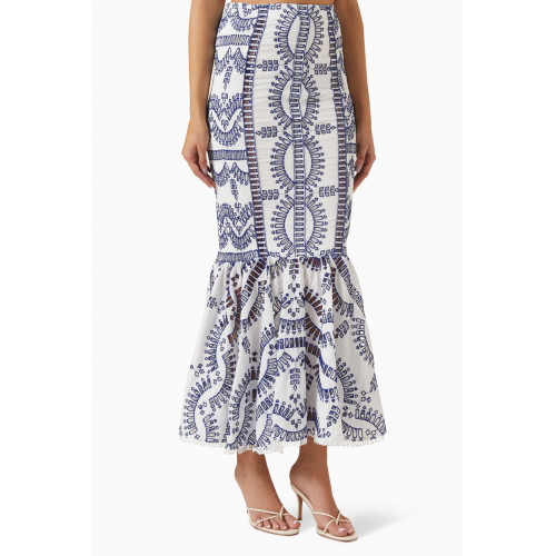 Charo Ruiz - Fray Embroidered Maxi Skirt in Cotton-blend