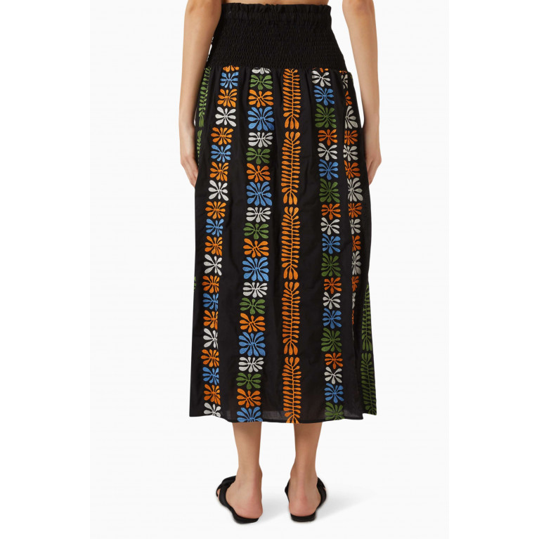 Pearl & Caviar - Embroidered Midi Skirt in Cotton-blend
