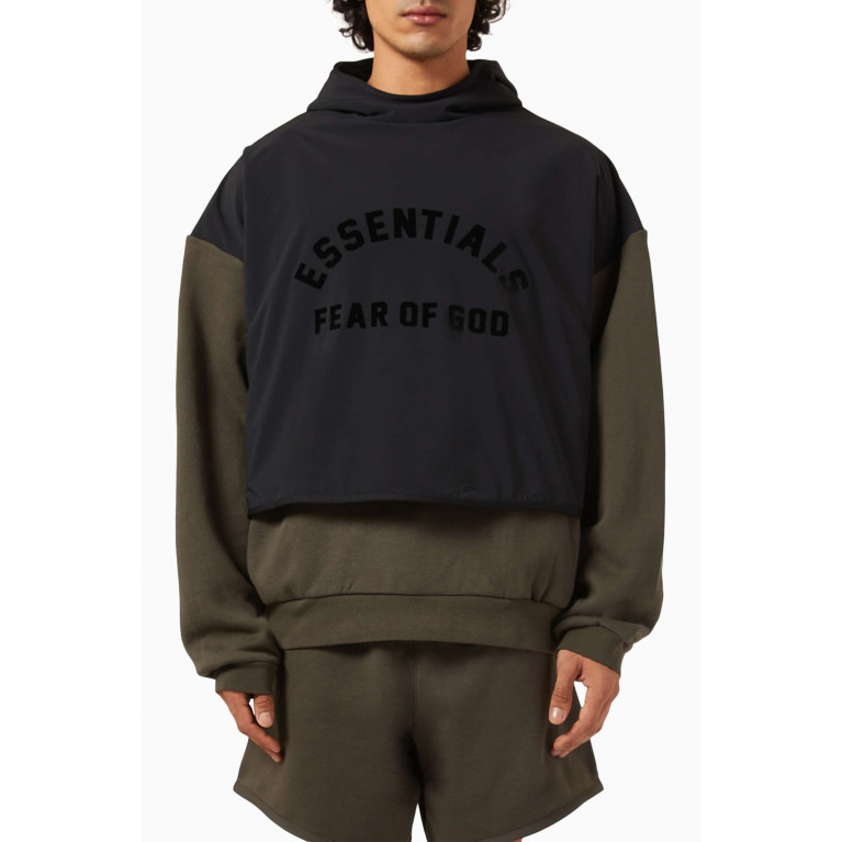 Fear of God Essentials - Logo Layered Hoodie in Stretch-nylon & Cotton-fleece