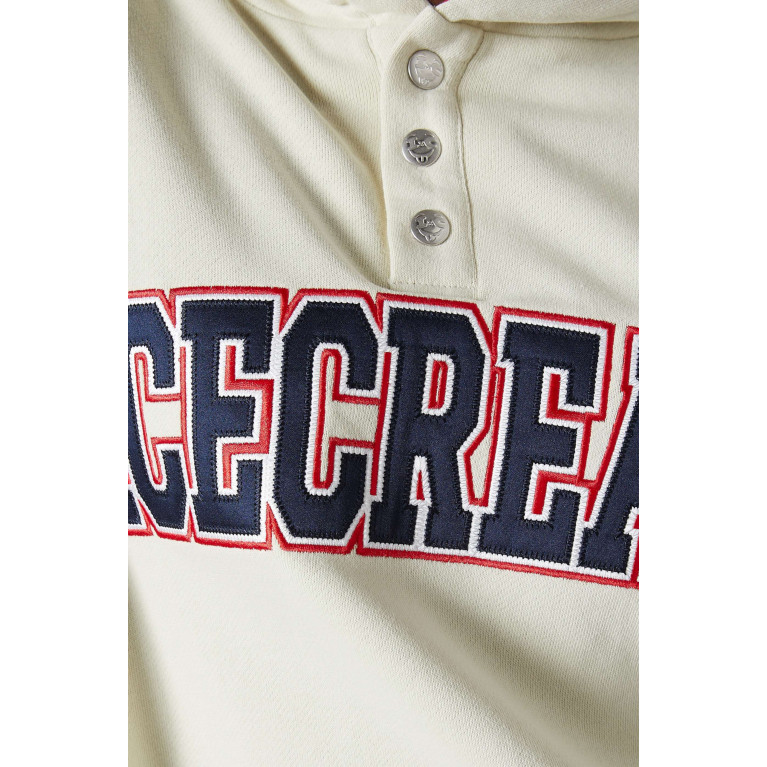 Ice Cream - Logo Button-up Hoodie in Cotton Loopback Jersey