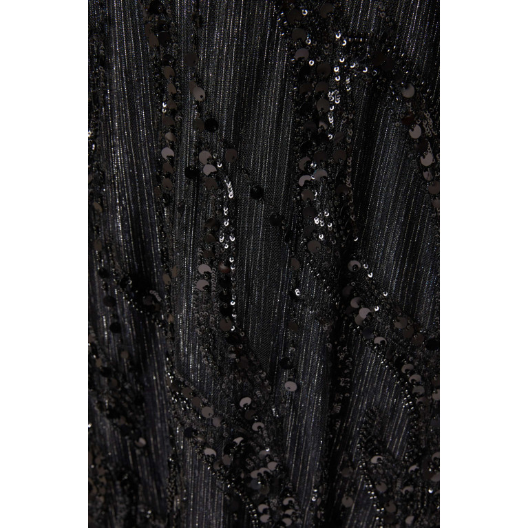 NASS - Sequin-embellished One-shoulder Maxi Dress Black