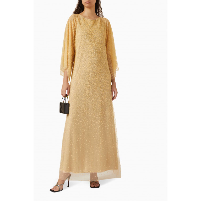 NASS - Beaded Maxi Dress in Tulle Neutral
