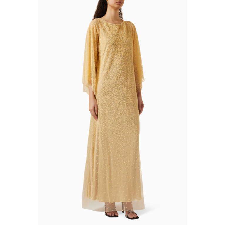 NASS - Beaded Maxi Dress in Tulle Neutral