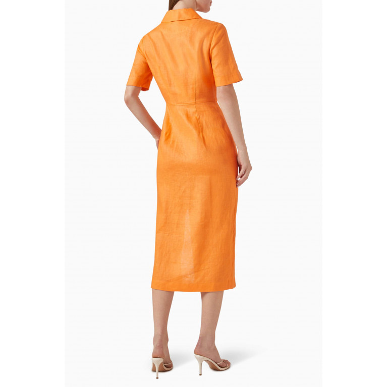 Matthew Bruch - Button-up Midi Shirt Dress in Linen and Viscose