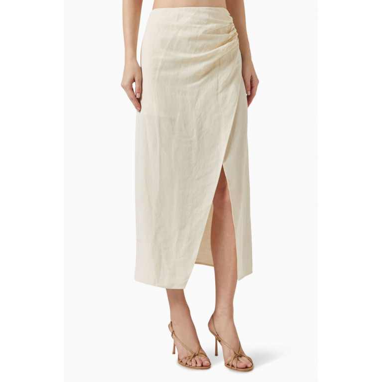 Matthew Bruch - Wrap Draped Midi Skirt in Linen