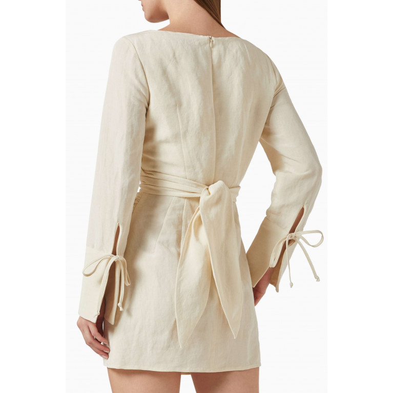 Matthew Bruch - Wrap Long Sleeve Mini Dress in Linen