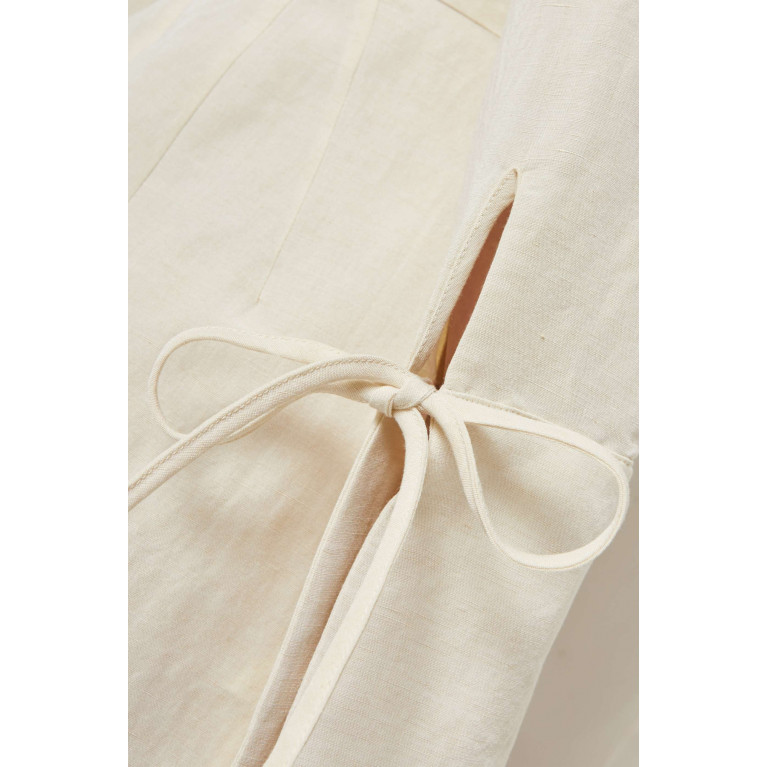 Matthew Bruch - Wrap Long Sleeve Mini Dress in Linen