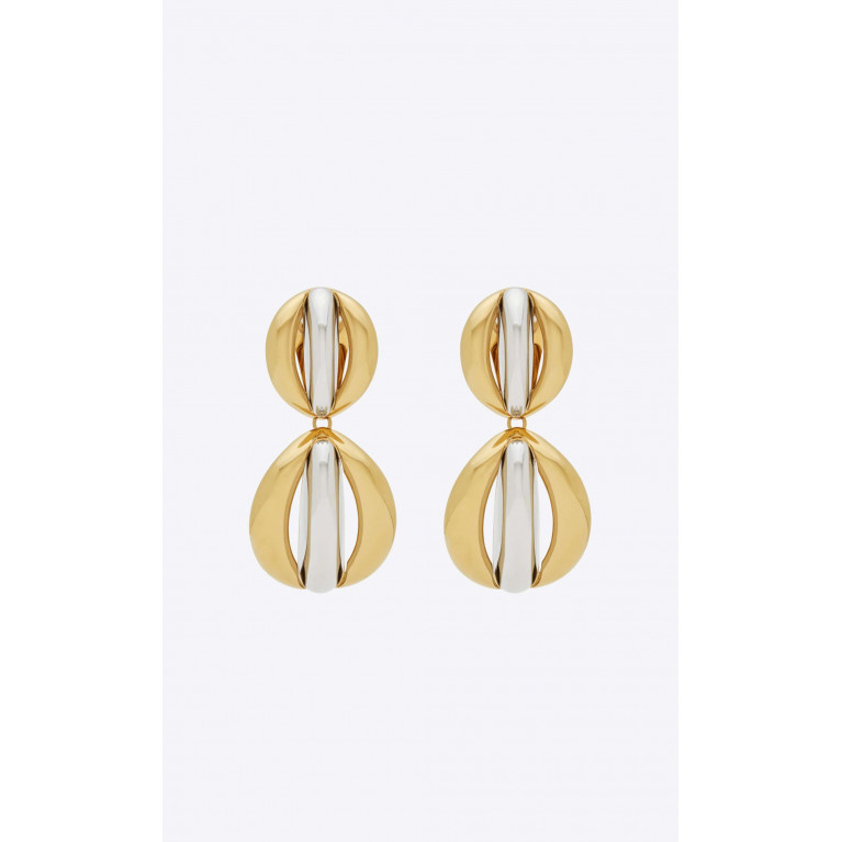 Saint Laurent - Mandarin Clip-on Earrings in Two-tone Metal