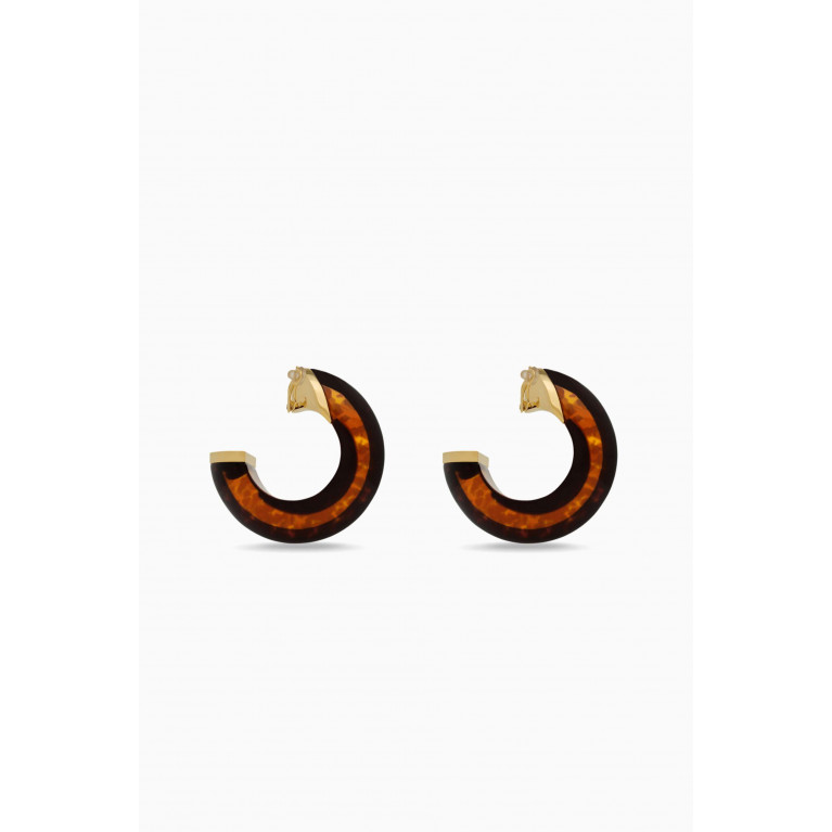 Saint Laurent - Tortoiseshell Clip-on Hoop Earrings in Resin
