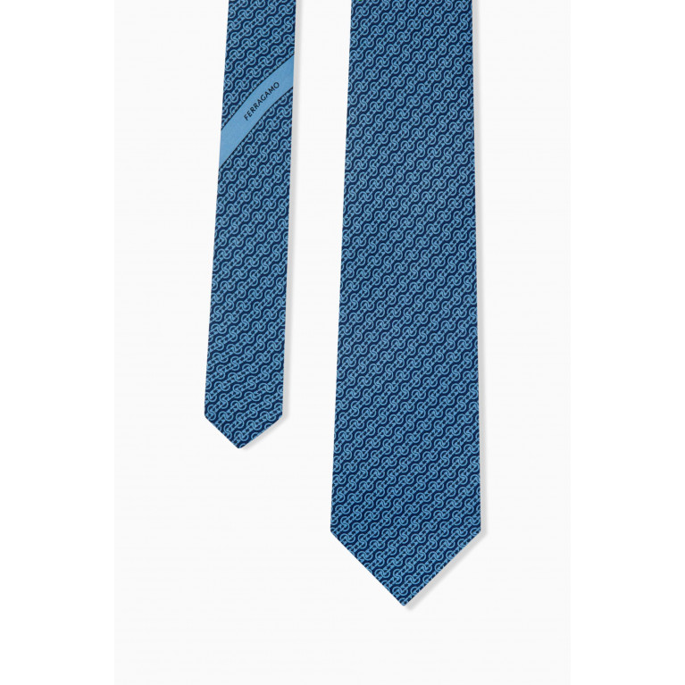 Ferragamo - Woven Gancini Tie in Silk Jacquard