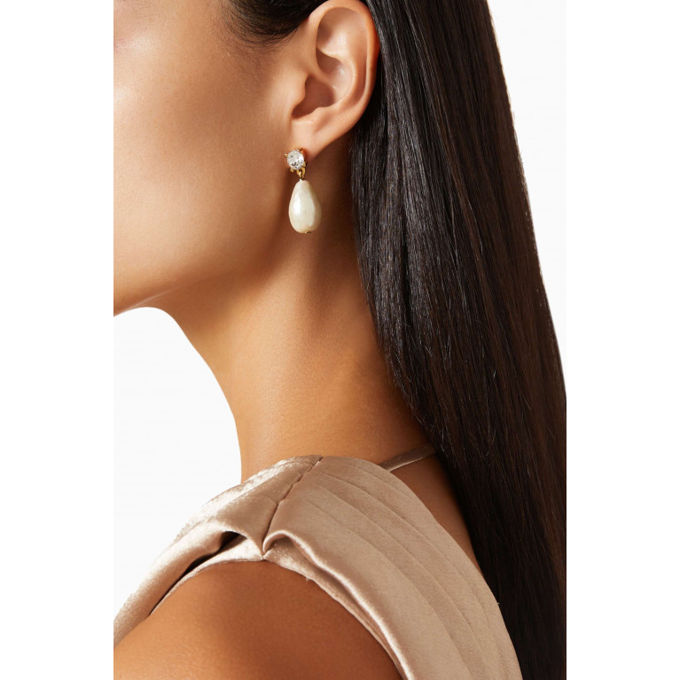 Oscar de la Renta - Asymmetrical Pearl Earrings in Metal