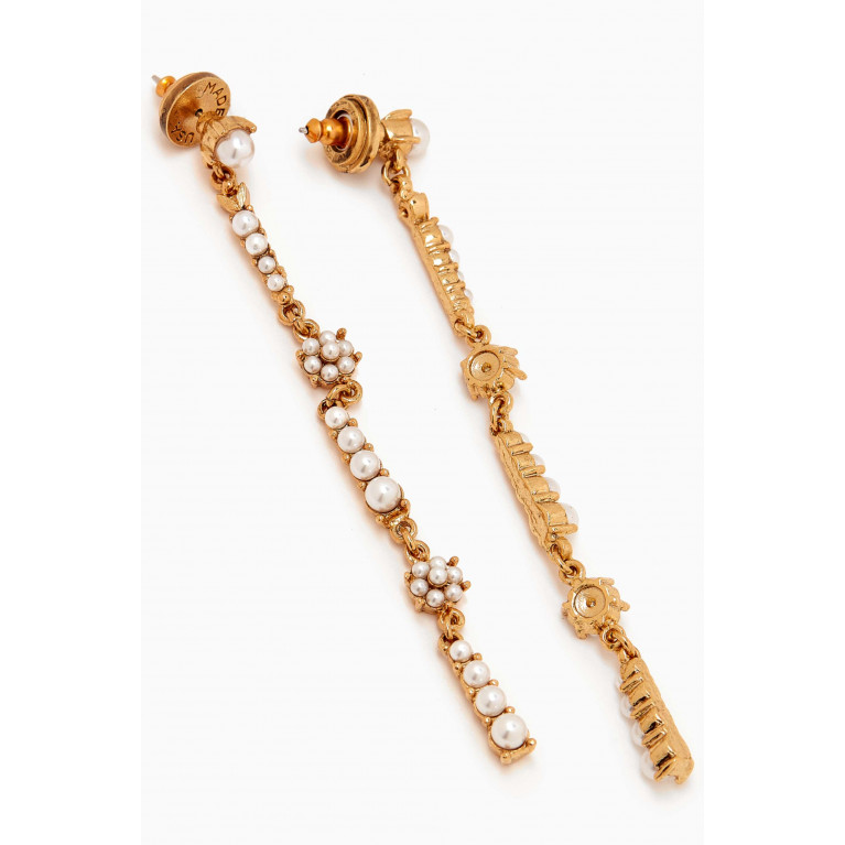 Oscar de la Renta - Flower Pearl Champagne Earrings in Metal