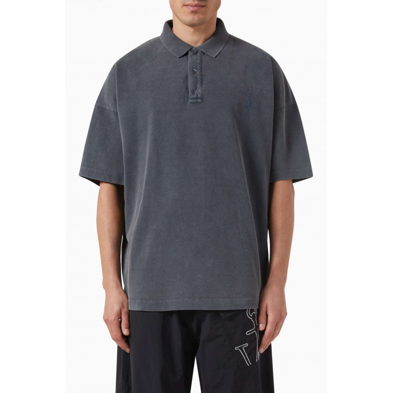 Jw Anderson - Logo-embroidered Polo Shirt in Textured-cotton