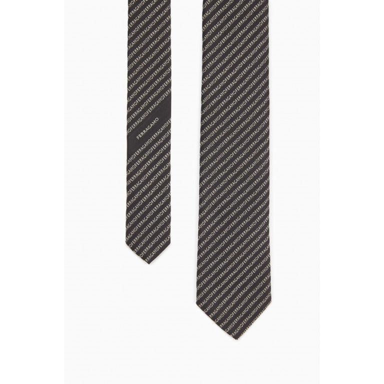Ferragamo - All-over Logo Tie in Silk Jacquard
