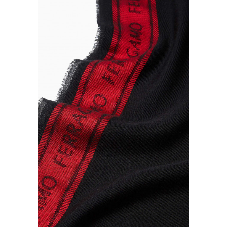 Ferragamo - Colour-block Logo Scarf in Wool & Silk