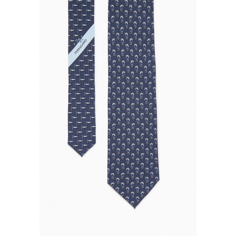 Ferragamo - Sky-print Gancini Tie in Silk